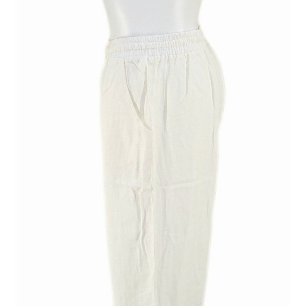 Linen Blend VTG Wide Leg Pants High Rise Women's Size XL Elastic Waist 173667 - Picture 7 of 14